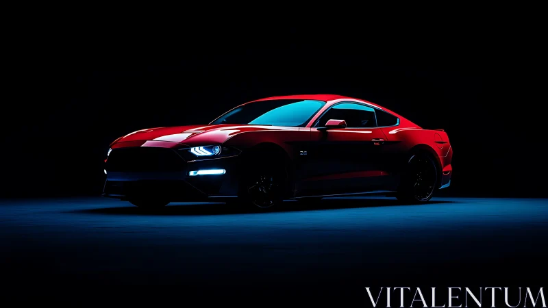 Photorealistic studio profile of red performance sports coupe.