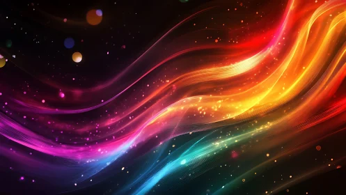 Neon river ribbons swirl through a star-dusted digital night.