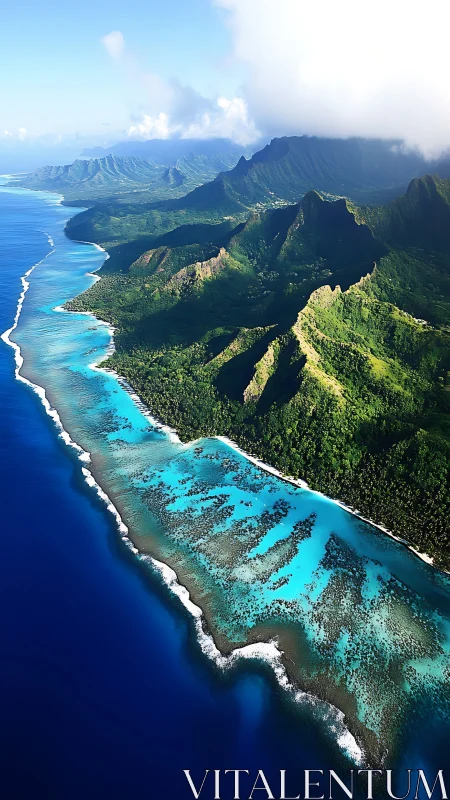 Kauai Coastline and Cliffs From Above.