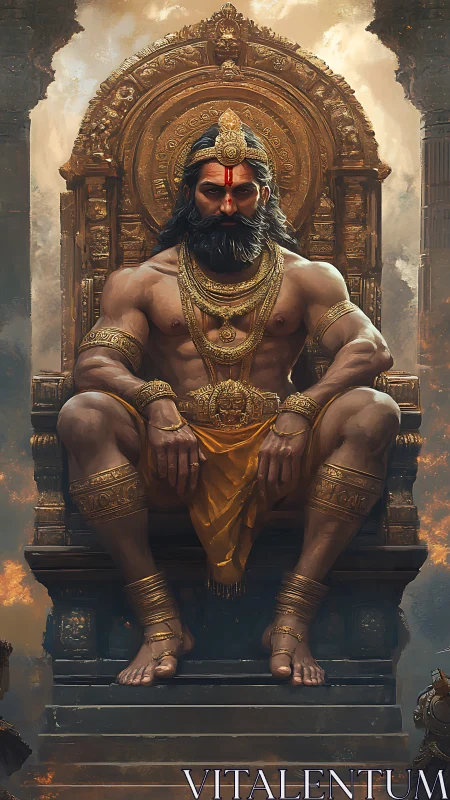 Thunder-throned warrior king broods on a molten-gold seat.