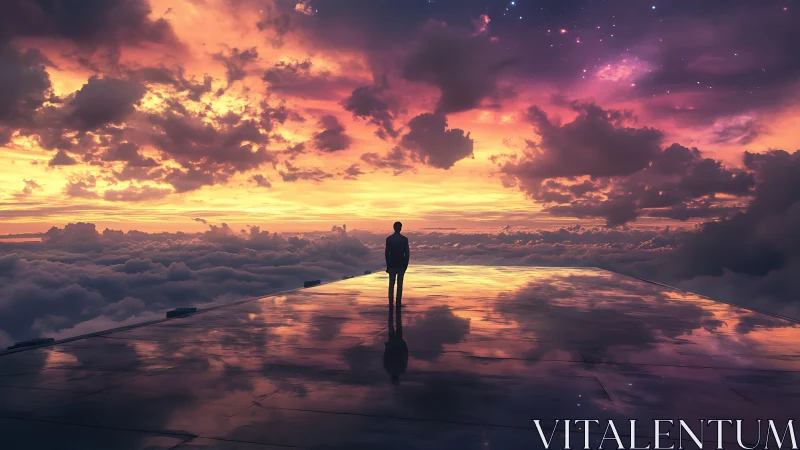 Quiet skyward wanderer on a glowing cloud horizon.