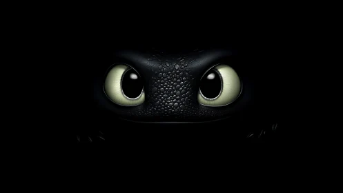 Close frontal view of stylized reptilian eyes in darkness.