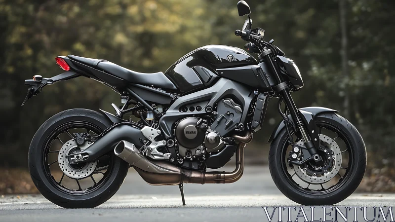 Naked sport motorcycle, side profile, trellis frame, disc brakes