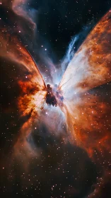 Celestial butterfly nebula unfurling glowing cosmic wings.