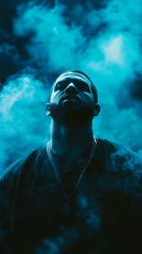 Midnight silhouette ascends through neon fog and quiet thunder