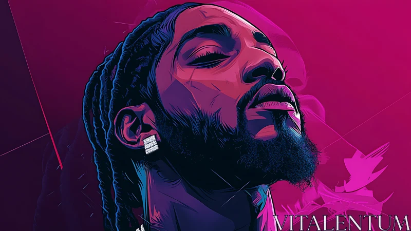 Vibrant neon portrait of confident man in profile view.