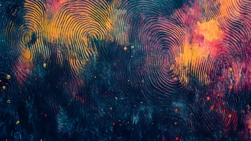 Cosmic fingerprints swirling through glowing night color.