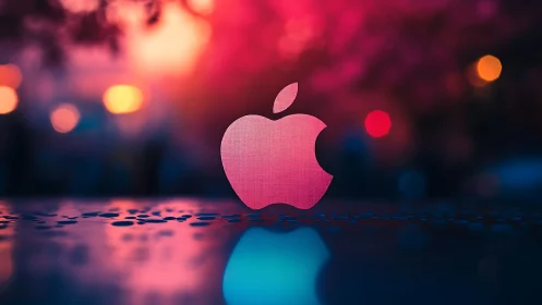 Apple Logo Glows with Vibrant Urban Energy.