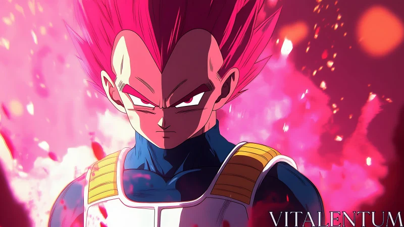 Crimson‑haired warrior carves calm focus from blazing chaos