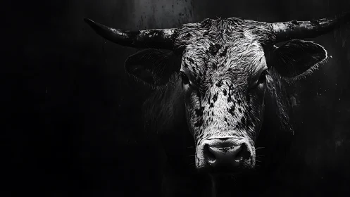 Midnight horned titan emerging from the charcoal dark.