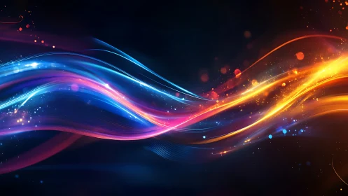 Dynamic bicolor light waves with particle trails and motion blur