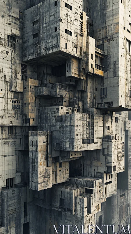 Brutalist megastructure forms dense modular concrete maze.