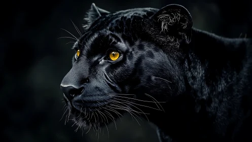 Striking Black Panther Gazes with Mesmerizing Golden Eyes
