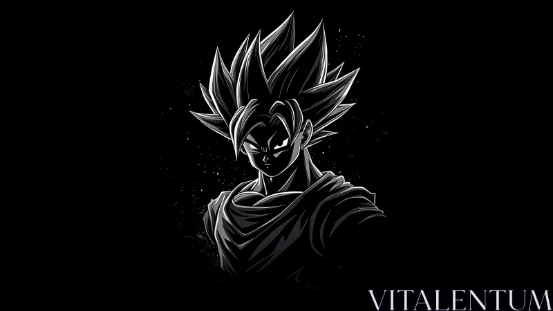 High contrast anime warrior rendered in monochrome rim lighting