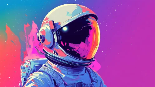 Neon drift astronaut cruising a candy-colored cosmoscape.
