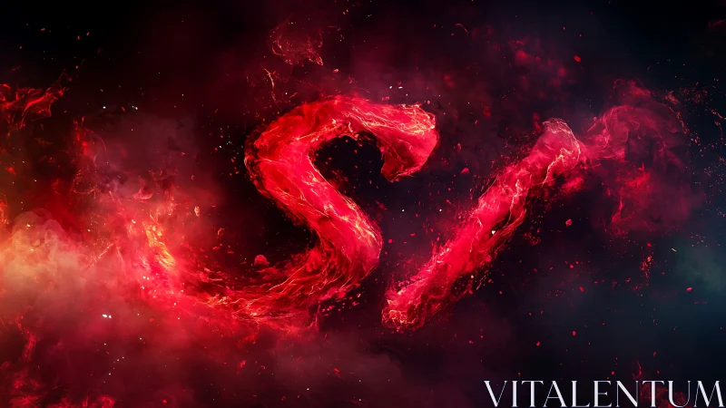 Fiery red energy glyphs twisting through cosmic dark.