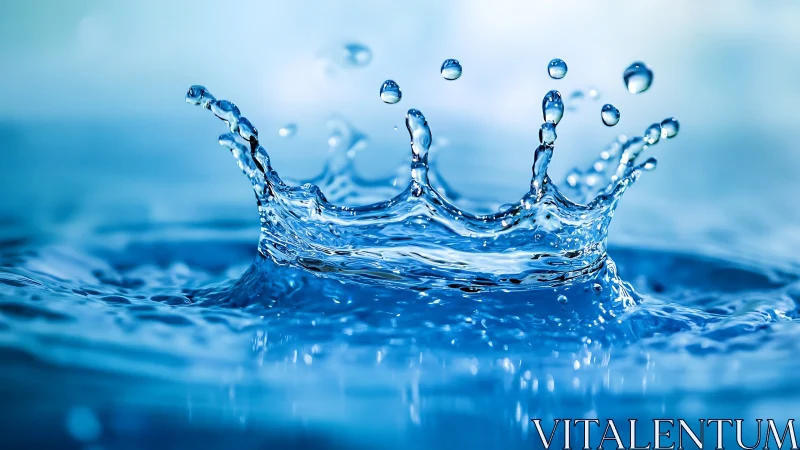 Liquid crown in mid-splash, catching a quiet blue heartbeat.