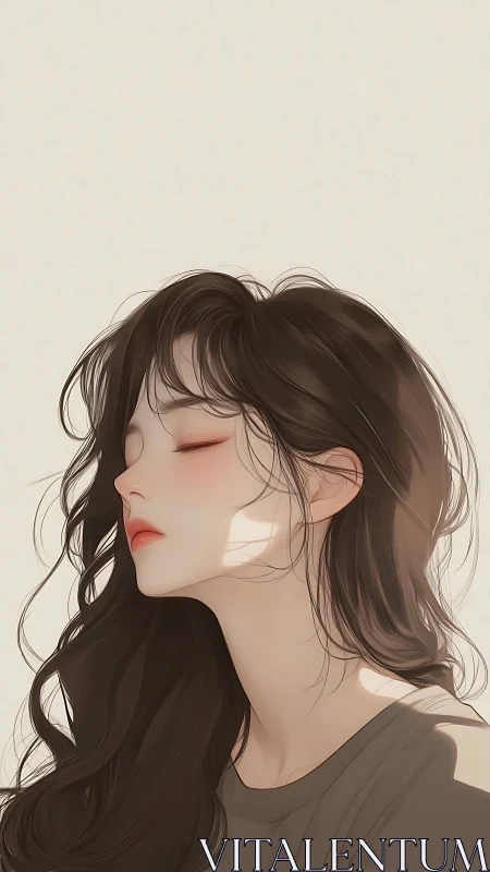 Side-profile anime portrait renders soft diffused lighting