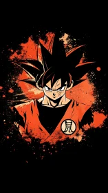 Determined anime warrior stands against bold ink splashes