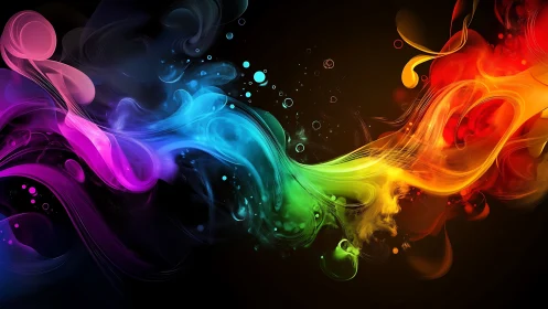 Chromatic energy streams merge in luminous abstract digital wave