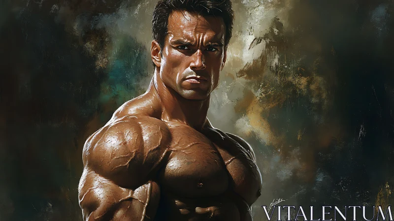 Digital painting study of heroic male bodybuilder portrait.