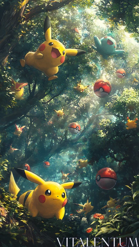 Pikachu's Forest Adventure in Magical Woodland Glow.