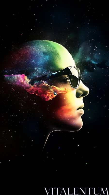 Cosmic-spectral human profile with nebular cranial diffusion.