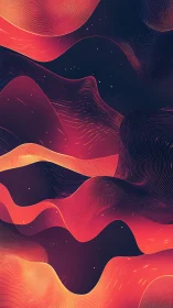 Undulating neon waveforms form layered abstract topographic field