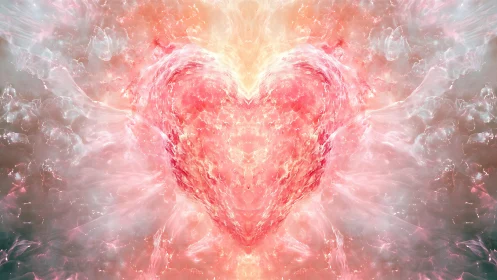 Luminous Heart Form in Ethereal Pink Energy Field.