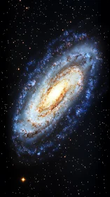 Spiral galaxy glows with dense star fields and bright core