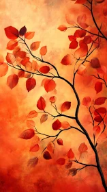Amber leaves swing gracefully across a painted autumn sky