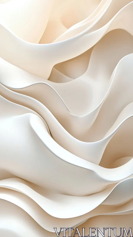 Layered ivory abstract folds with smooth curved surfaces.