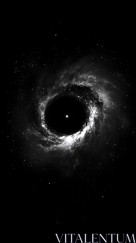 Stellar black hole vortex swirls through deep cosmic void.