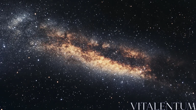 Golden galactic river drifting through deep velvet night.