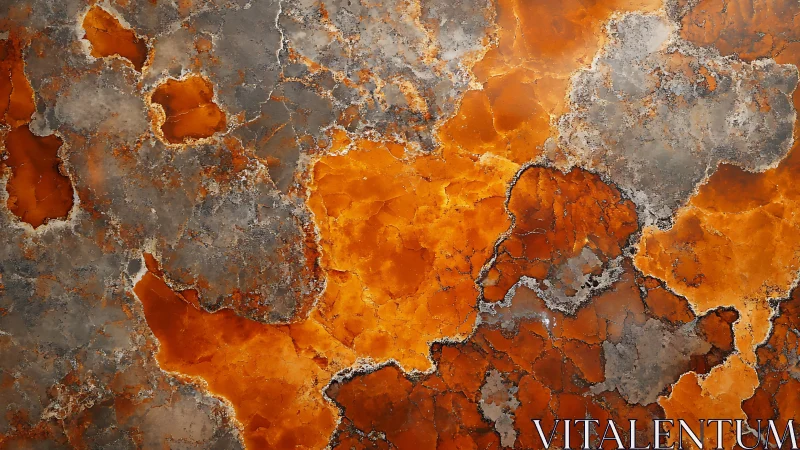 Oxidized ferrous surface macro with fractured thermal patina.