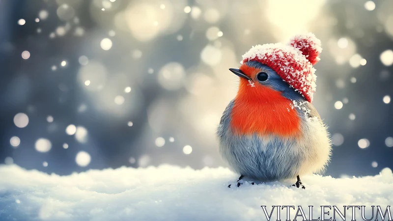 Winter Cardinal in Red Knit: Digital Holiday Portraiture.