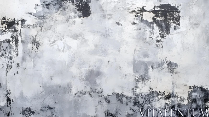 Modern monochrome abstract painting with textured gray brushstrokes.