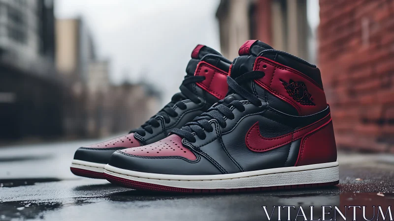 Streetwise crimson sneakers quietly rehearse their next legend