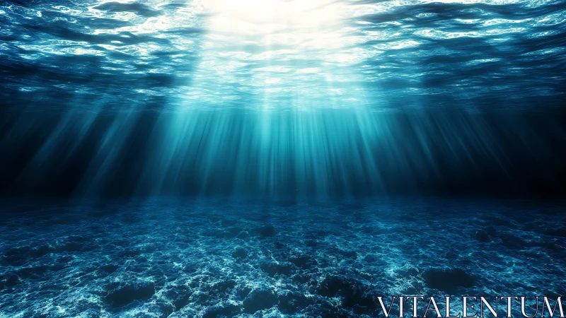Sunlit ocean depths with radiant volumetric light beams.