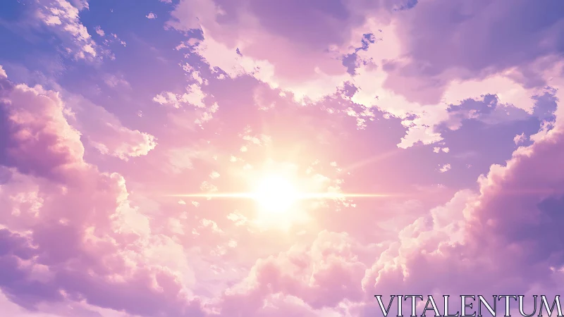 Backlit cumulus cloudscape with radiant sunburst glow