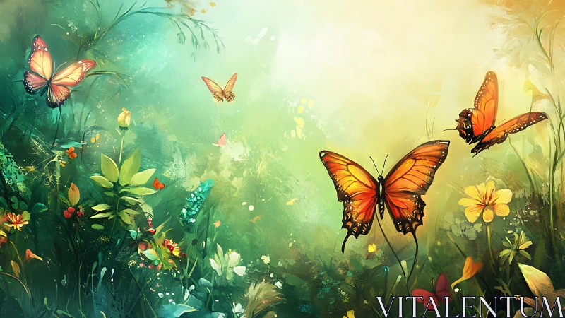 Sunlit butterflies trade stories above a dream-bright meadow
