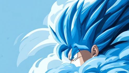 Blue storm warrior surges through clouds of unleashed power.