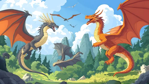Mountain sky crackles as rival dragon clans claim the air