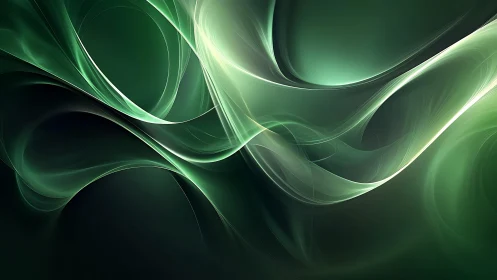 Elegant green abstract waves in digital fractal art style.