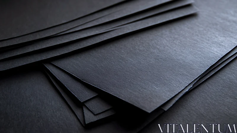 Stacked matte black cardstock sheets form linear abstract plane