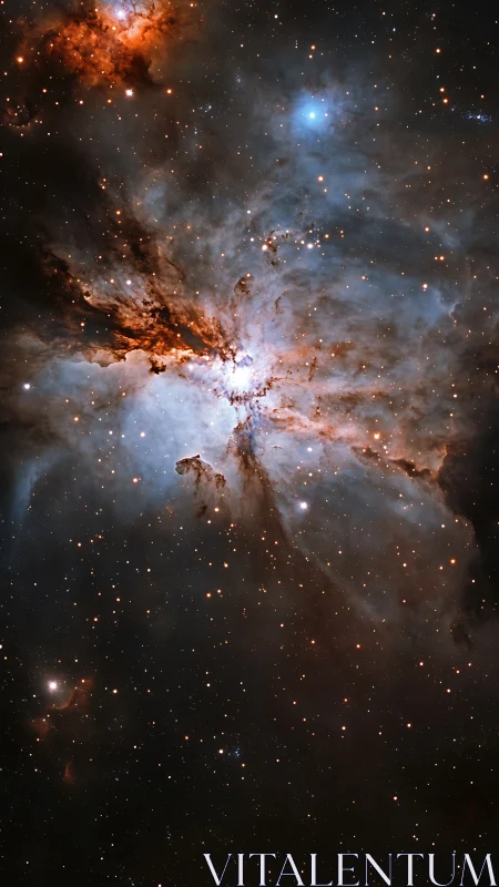 Nebula stormcloth swirling through star-sown cosmic night.