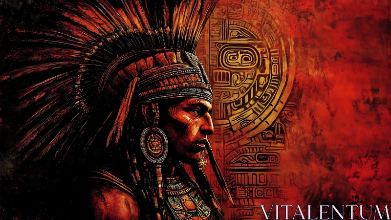 Warrior profile aligns with stylized Mesoamerican glyph relief
