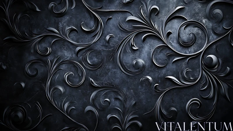 Midnight baroque swirls curling through shadowed steel.