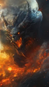 Volcanic infernal wraith emerging through stormfire vortex