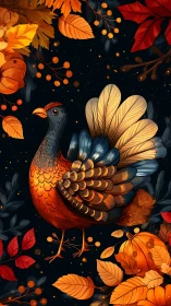 Autumnal galliform study with layered plumage rendering.